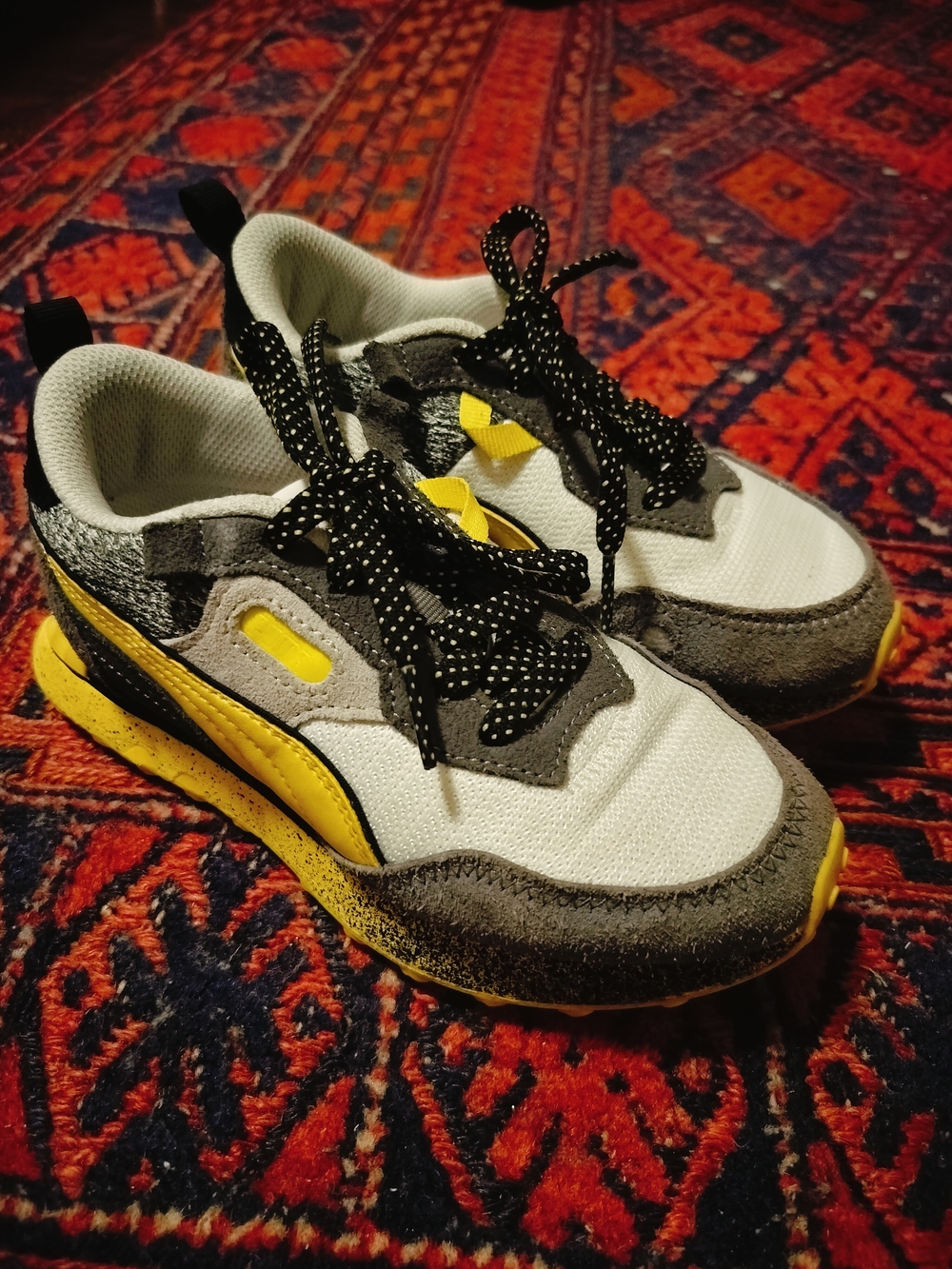 Puma Yellow, Gray & White Kids Sneakers - Youth Athletic Shoes